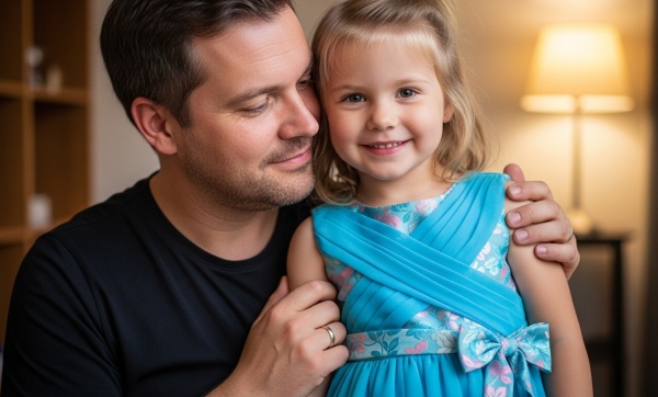 I sewed a dress for my daughter using the silk handkerchiefs my late wife once cherished